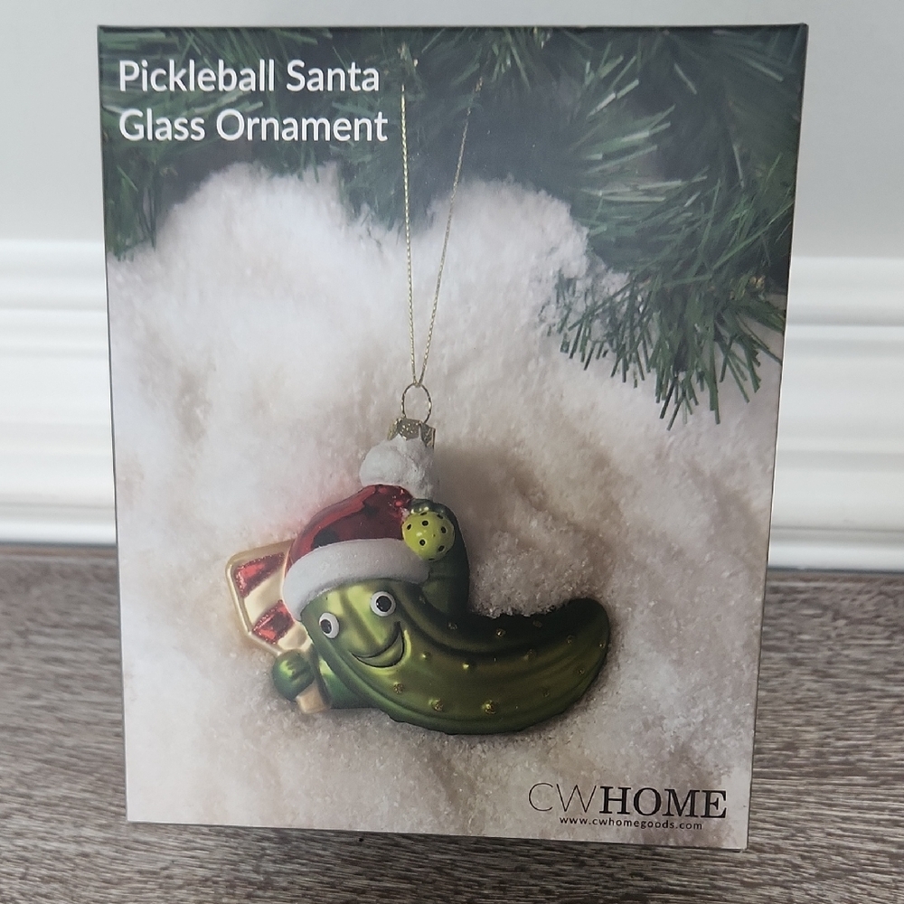 Pickleball Santa Ornament - Festive Green